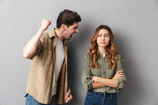 Unhappy young couple having an argument