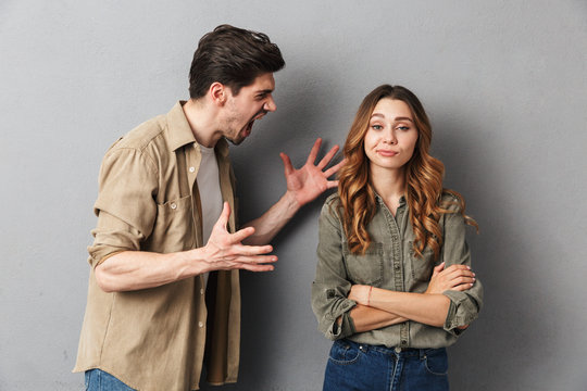 Unhappy young couple having an argument