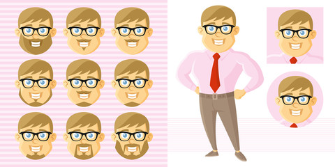 Businessman Face Set Cartoon character