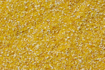 yellow corn grits background macro close up