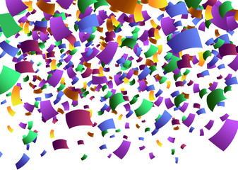 colorful confetti falling down against white background vector illustration