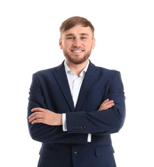 Handsome businessman on white background
