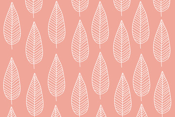 Cute White Tree Or Leaf And Dot Vector Seamless Pattern On Pastel