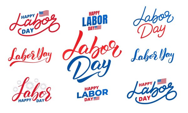Labor Day. Set of lettering labels for USA Labor Day