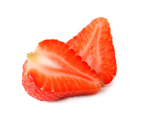 Ripe red strawberries on white background