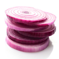 Sliced red onion rings
