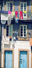 Drying clothes in Oporto street, Portugal
