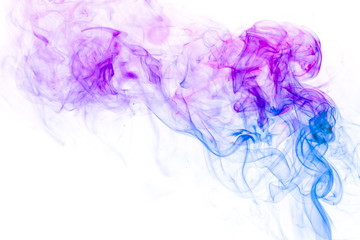 Colored smoke on white background