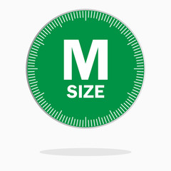 Label with the clothing size M written inside, vector illustration
