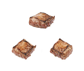 Fragment of a cooked beef meat isolated