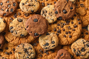 Delicious chocolate chip cookies, closeup