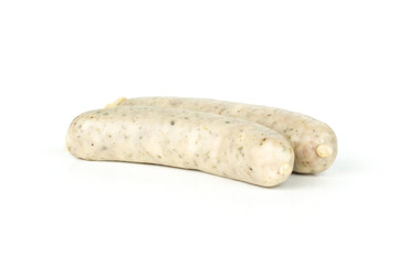 Group of two whole bavarian white sausage isolated on white