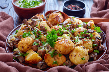 pan fried new Potatoes with Wild porcini
