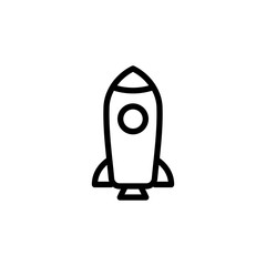 Rocket space ship take off icon, isolated vector illustration. Simple retro spaceship icon