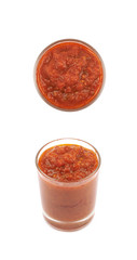 Marinara tomato sauce in a glass