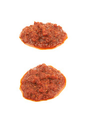 Puddle of marinara tomato sauce