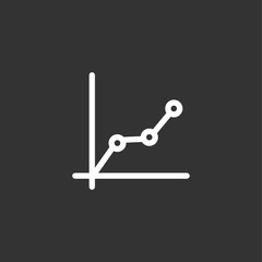 Graph growth line simple flat style outline icon on screen