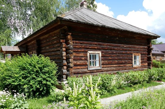 Russian traditional wooden house isba