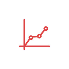 Graph growth line simple flat style outline icon on screen