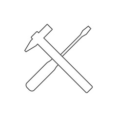 Screwdriver and hammer icon. Vector illustration, flat design.