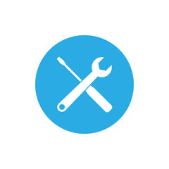 Screwdriver and wrench icon. Vector illustration, flat design.