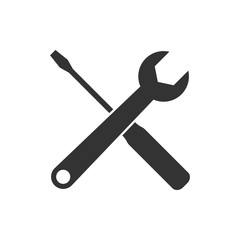 Screwdriver and wrench icon. Vector illustration, flat design.