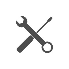 Screwdriver and wrench icon. Vector illustration, flat design.