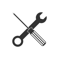 Screwdriver and wrench icon. Vector illustration, flat design.