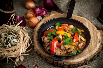 Meat fried with vegetables