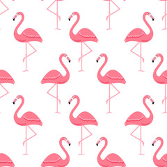 Flamingo Bird Background - Retro seamless pattern in vector