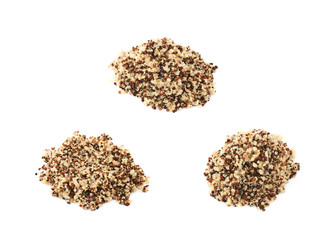 Pile of cooked quinoa seeds isolated