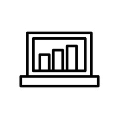 Graph growth line simple flat style outline icon on screen