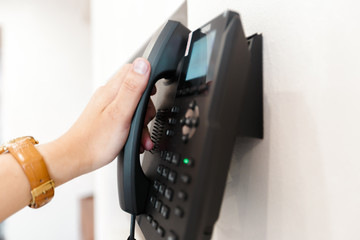 Hotel phone, close up