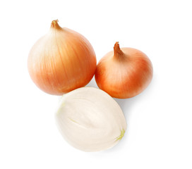 Fresh onions on white background