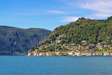Fototapeta na wymiar Morcote am Luganersee, Schweiz - Morcote on Lake Lugano