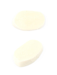 Sliced mozzarella cheese isolated