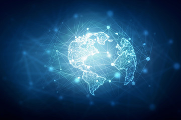 2d illustration Network community concept . Mixed media