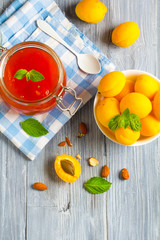 apricot jam fruit fresh brigh twooden background