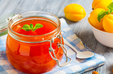 apricot jam fruit fresh brigh twooden background