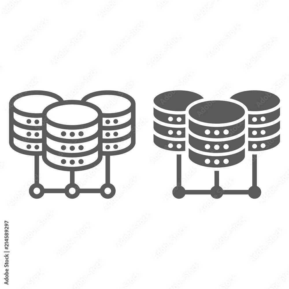 Aufkleber data center line and glyph icon, data and analytics, network hosting sign, vector graphics, a linear