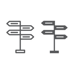 Signpost line and glyph icon, decision making and guidepost, arrow sign, vector graphics, a linear pattern on a white background, eps 10.