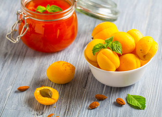 apricot jam fruit fresh brigh twooden background