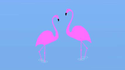 Flamingo bird illustration design on background. Minimal flat style