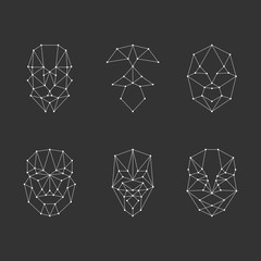 Scanning grid for face recognition. Set face recognition. - 214590049