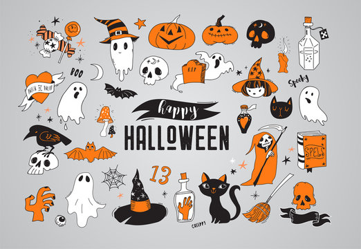 Happy Halloween stickers, icons, elements