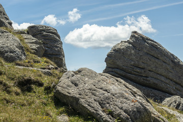 Fototapeta na wymiar View of the small Sphinx, in Carpathian Mountains, Bucegi Natural Park, Romania