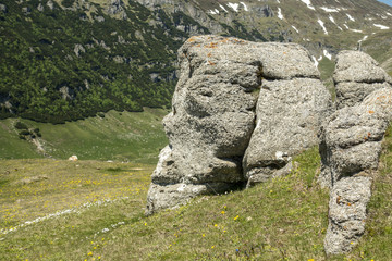 View of the small Sphinx, in Carpathian Mountains,  Bucegi Natural Park, Romania