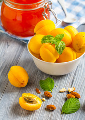 apricot jam fruit fresh brigh twooden background