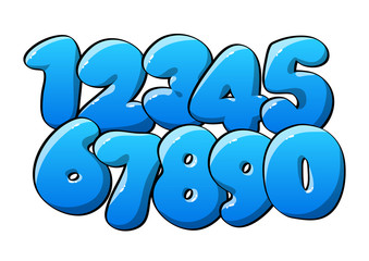 Blue Numerical digits.