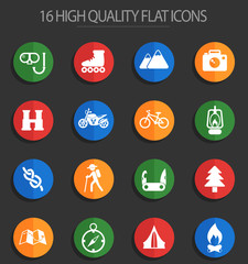active recreation 16 flat icons